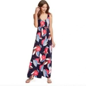 Boden Jersey Maxi Dress Sleeveless Floral Print Navy Blue Size 6 Long